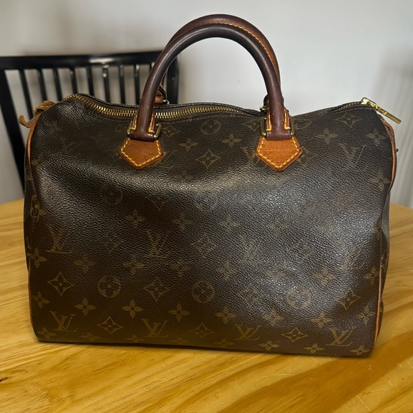 Authentic Vintage LOUIS VUITTON SPEEDY 25 Brown Monogramam Handbag Duffle - Picture 1 of 10